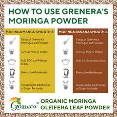 Grenera Moringa leaves in hand, highlighting small-batch freshness.