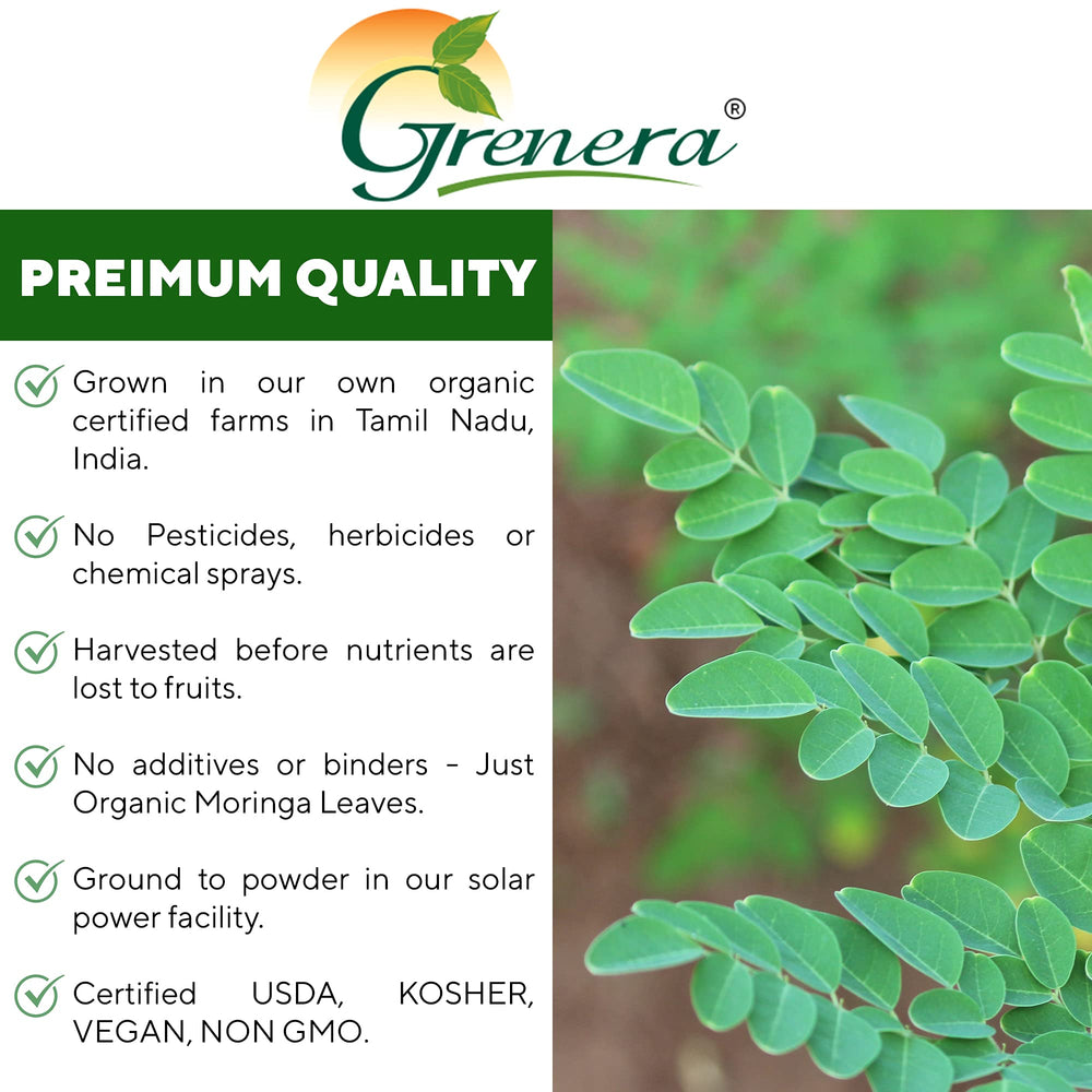 Grenera Moringa Powder in a tea cup, for warm daily rituals.