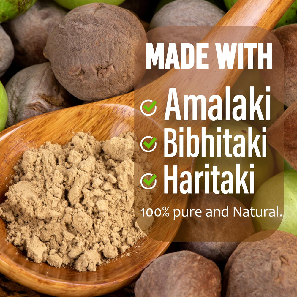 Lab-tested quality certificate for Grenera Triphala tablets.