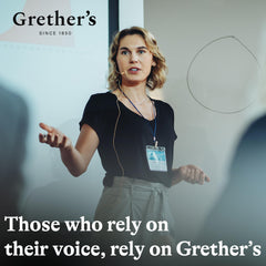 GRETHER'S travel-friendly tin tucked in bag for on-the-go relief