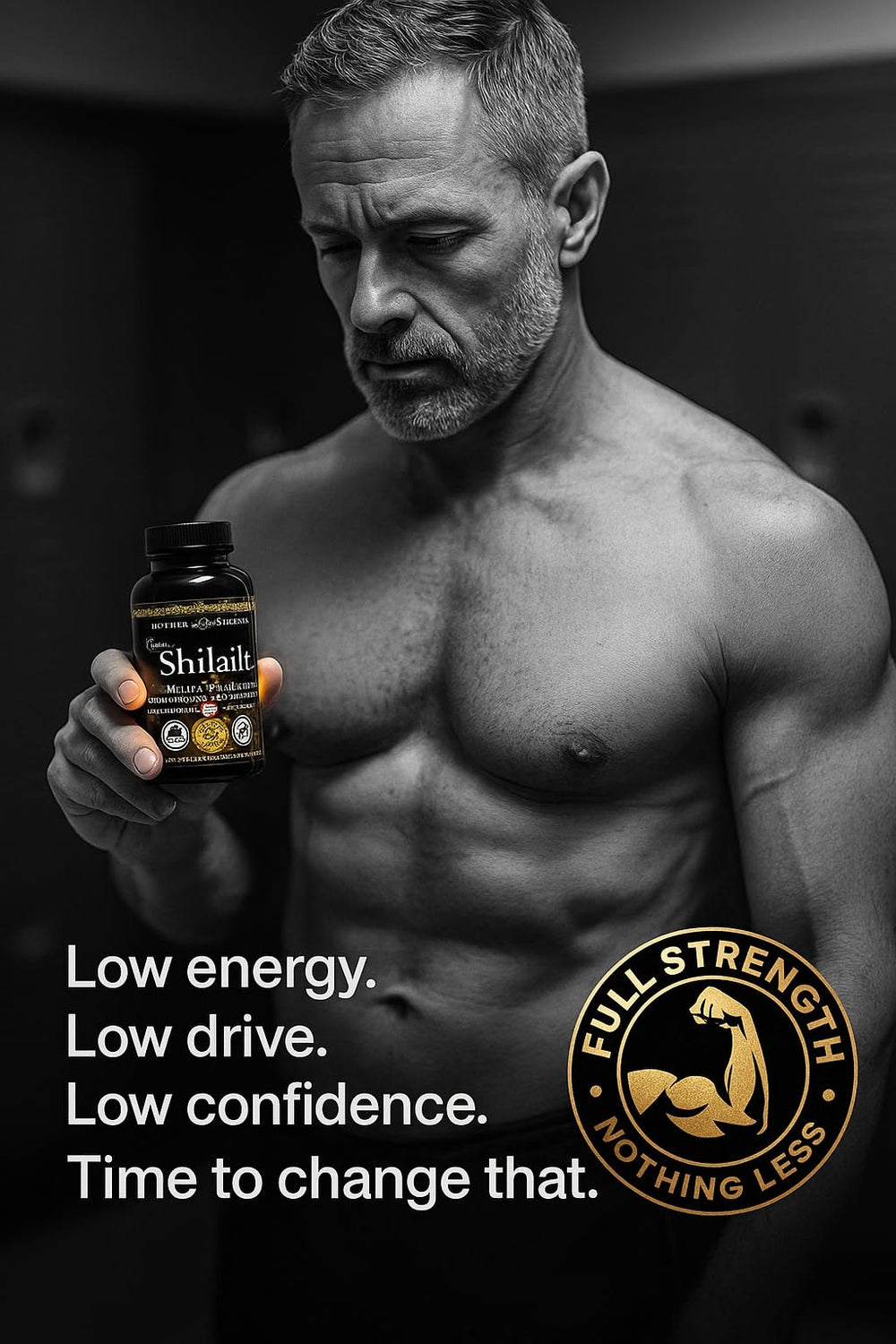 Label close-up of Greystone Tea Shilajit Ultra Gold showing purity and GMP quality.
