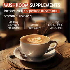 GRGTP Mushroom Coffee label highlights vegan, non-GMO formula