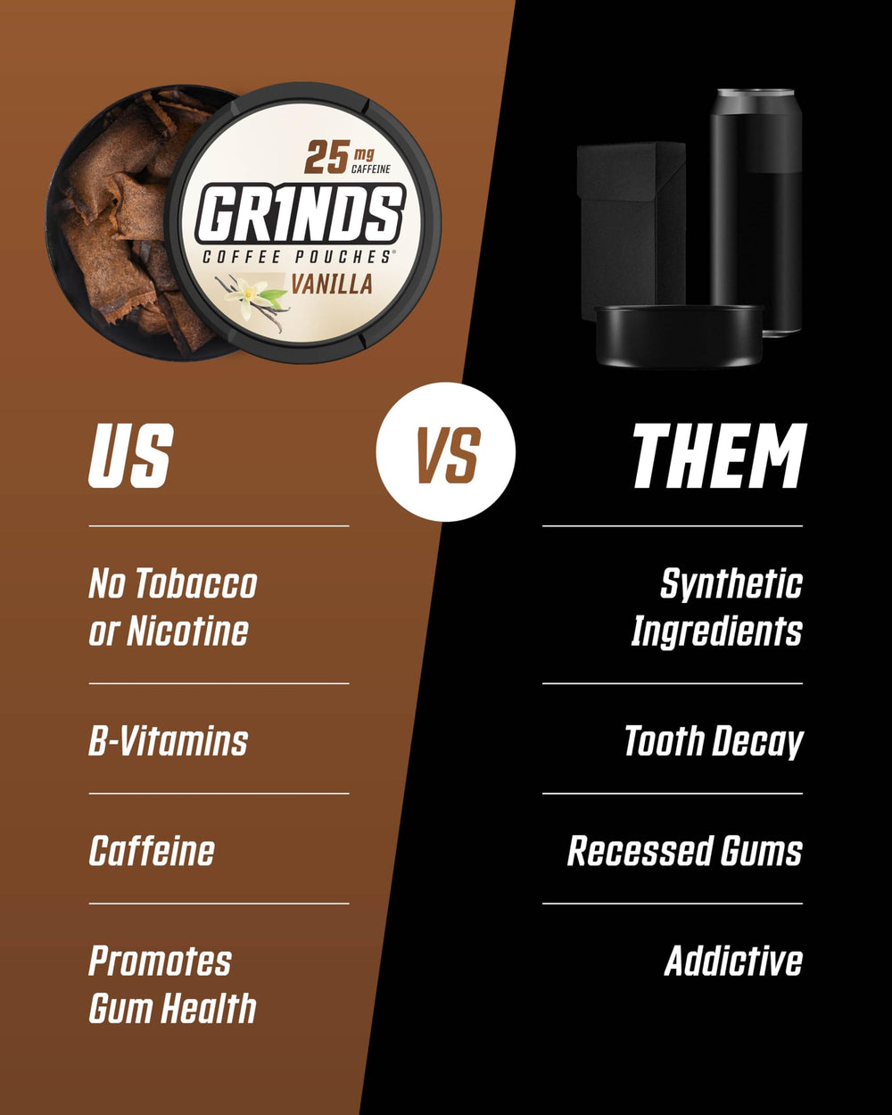 GRINDS Caramel coffee pouch can for warm aroma and energy