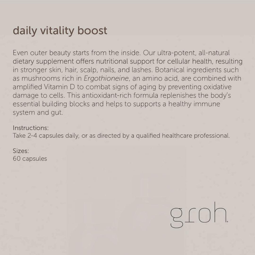 Groh ErgoD2 ingredient blend highlighted for antioxidant support.