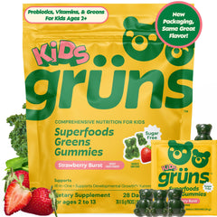 Grüns multivitamin kids bottle pour shows easy on the go nutrition with tasty gummies