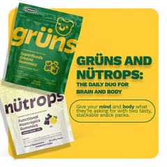 Grüns Nutrops mushroom blend ingredients illustration highlighting Lion’s Mane