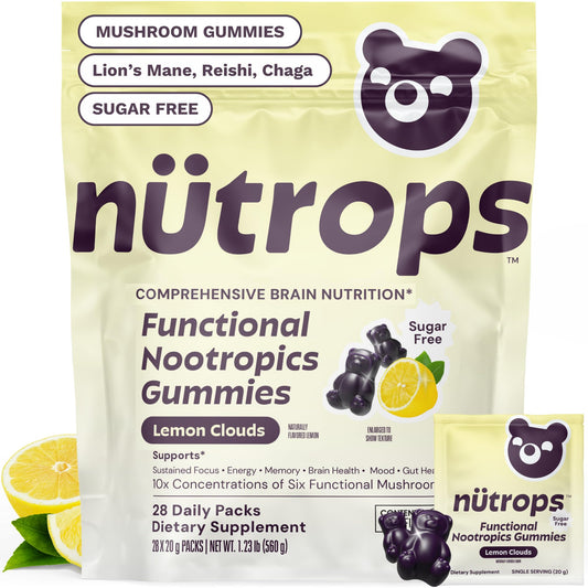 Grüns Nutrops sugar-free lemon gummies bottle for a convenient morning routine