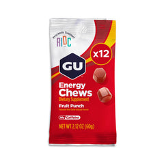 GU Energy Chews Fruit Punch packaging for on-the-go fueling during workouts.