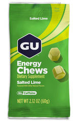GU Energy Chews Salted Lime bag ready for on-the-go fueling during workouts.