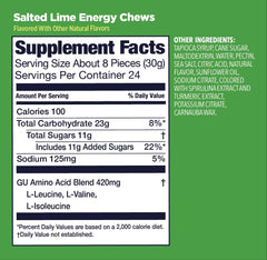 Compact packaging of GU Energy Chews Salted Lime fits gym bag or pocket.