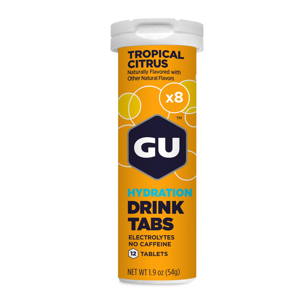 GU Energy Hydration Tabs packaging with eight tubes for on-the-go hydration