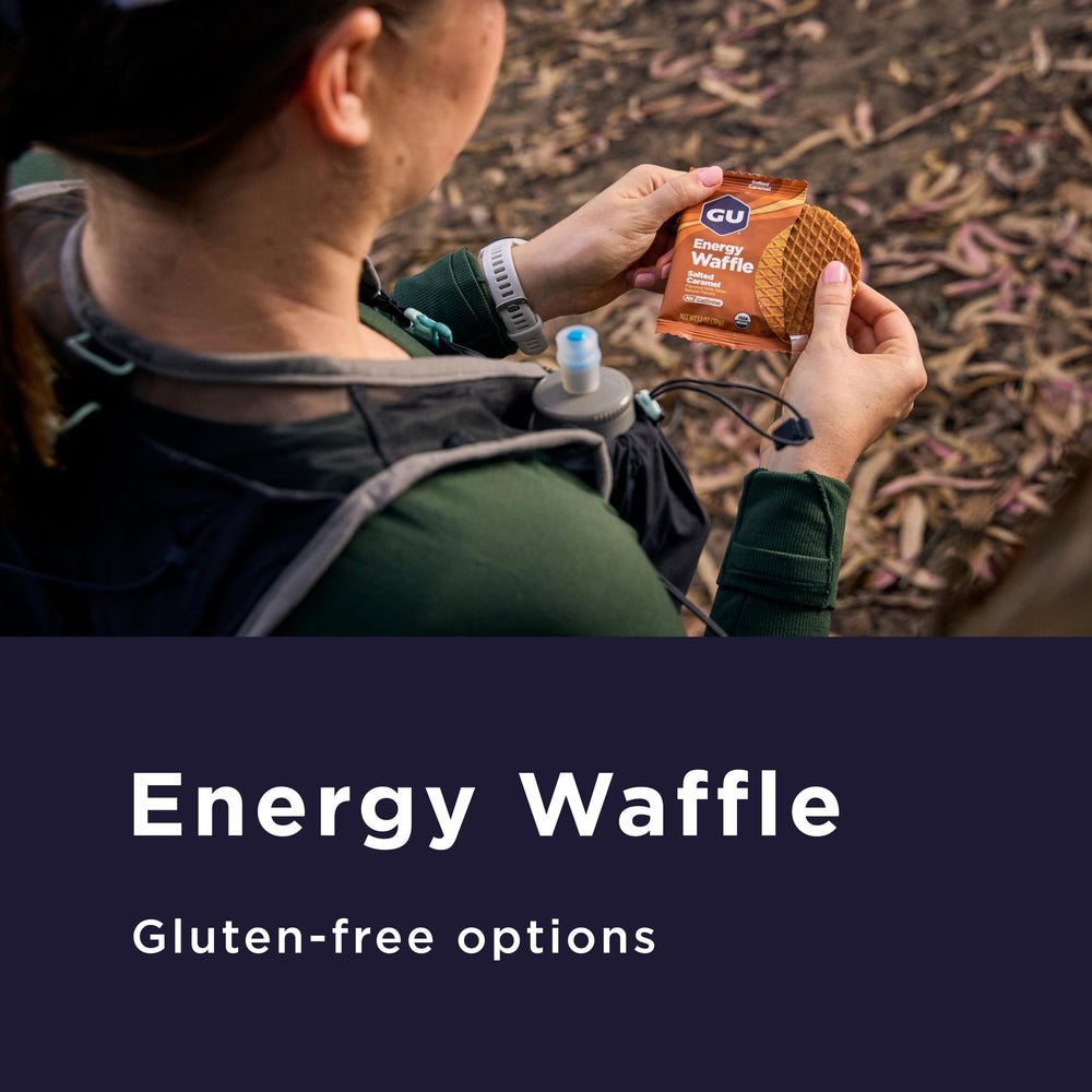 Thin wafers texture highlighting convenient, bite-sized GU energy snack