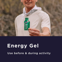 GU Energy Mandarin Orange gel in use during a run.