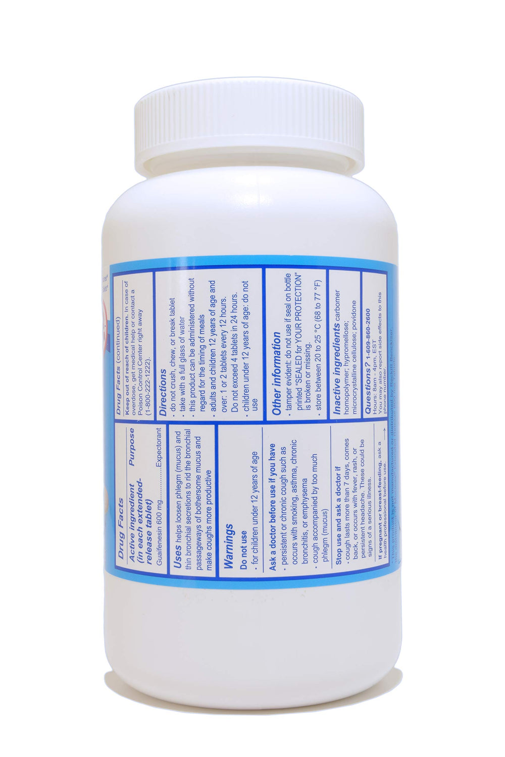 Guardian Mucus Relief label closeup highlighting 12-hour extended release benefits