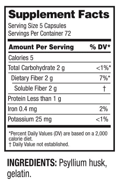 Guardian Psyllium capsules packaging front; natural psyllium husk for dietary fiber.