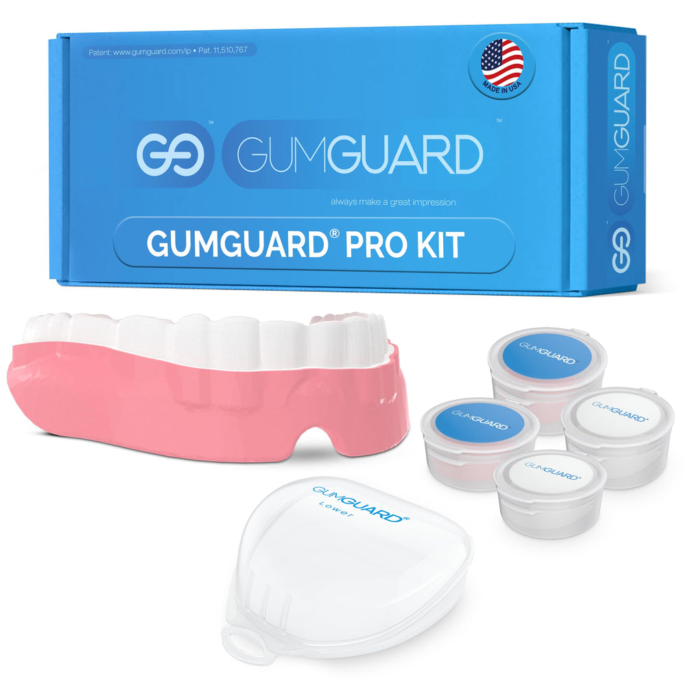 GumGuard PRO self-fitting comfort shown on the lower arch.