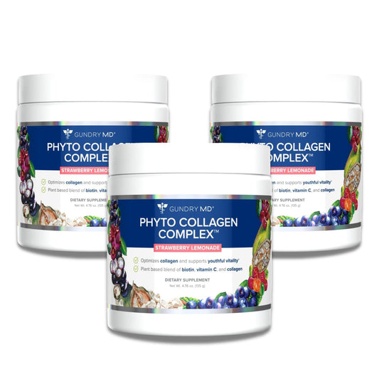 Gundry MD Phyto Collagen Complex tub front with strawberry lemonade flavor for daily wellness