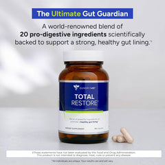 Gundry MD Total Restore label closeup underscores quality ingredients for gut wellness.
