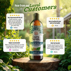 GuruNanda alcohol-free formula bottle on bathroom counter