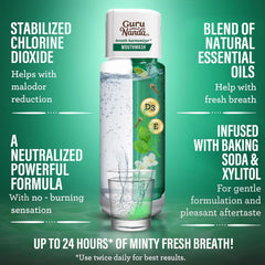 GuruNanda alcohol-free label emphasizes a gentle, safe mouthwash option.