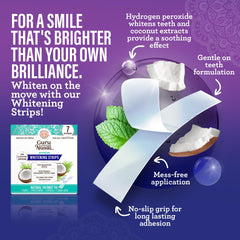 GuruNanda teeth whitening strips ready for at-home whitening sessions.