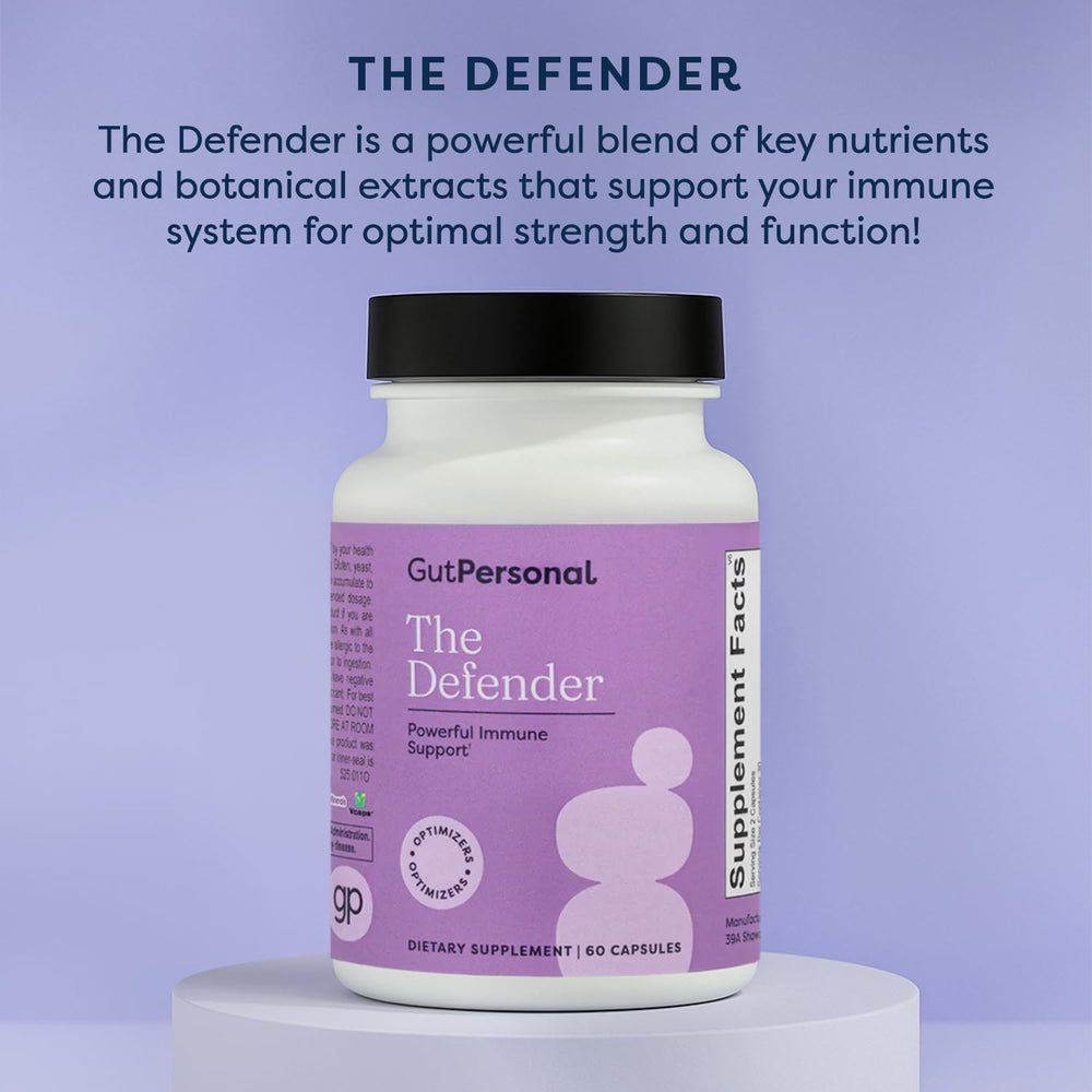 GutPersonal Defender bottle in a morning routine setting promotes proactive wellness.