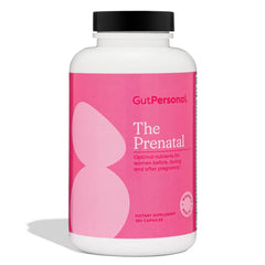 GutPersonal The Prenatal bottle pours capsules for a simple morning routine.