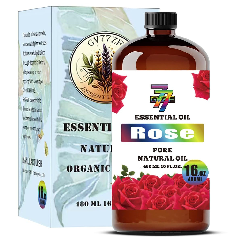 GV77ZF Rose Essential Oil bottle in amber glass for long-lasting aroma