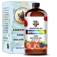 GV77ZF Strawberry Essential Oil bottle in amber glass, ideal for diffusers and DIY skincare.