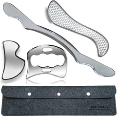 GYX COELE 4-in-1 stainless steel muscle scraper tool set for professional soft tissue massage and IASTM