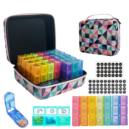 GZWENHAN monthly pill organizer with 31 days supports clear daily scheduling and easy access.