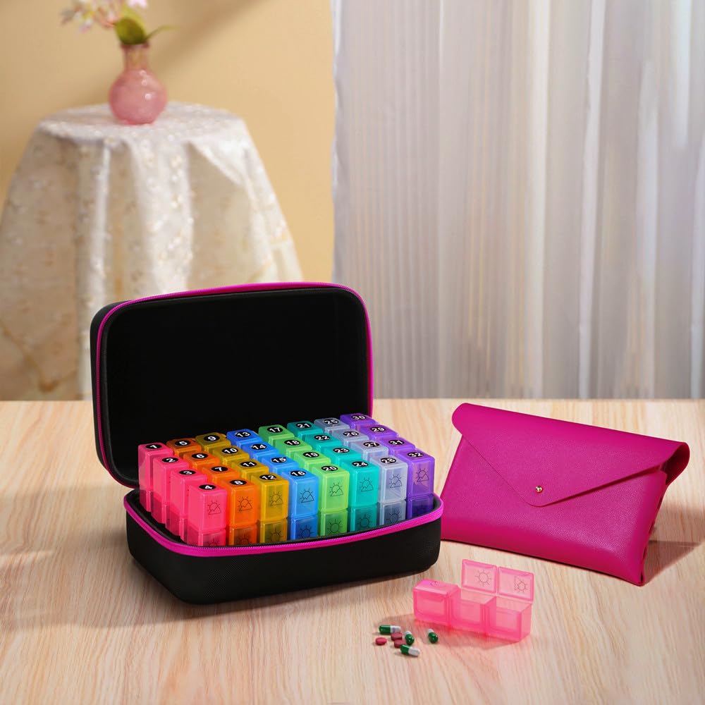 GZWENHAN travel case with protective exterior keeps pills secure on the go.