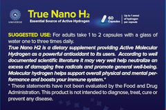 H2 Universe True Nano H2 label highlights nanobubble technology.