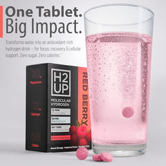 H2UP magnesium-based tablet highlighting simple, flavor-free hydration