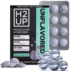 H2UP sugar-free hydrogen tablets pack shot for clean hydration