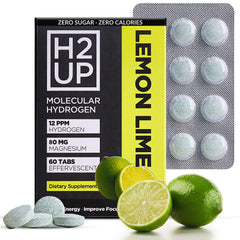H2UP tablet dissolving in water delivering hydrogen-rich hydration on demand.