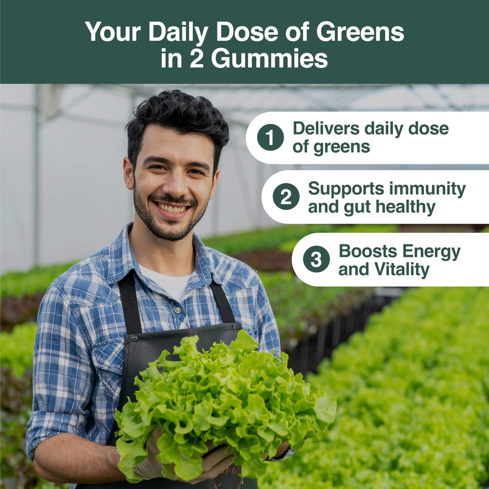 Closeup of the Daily Greens Plus label highlighting non GMO and clean nutrition