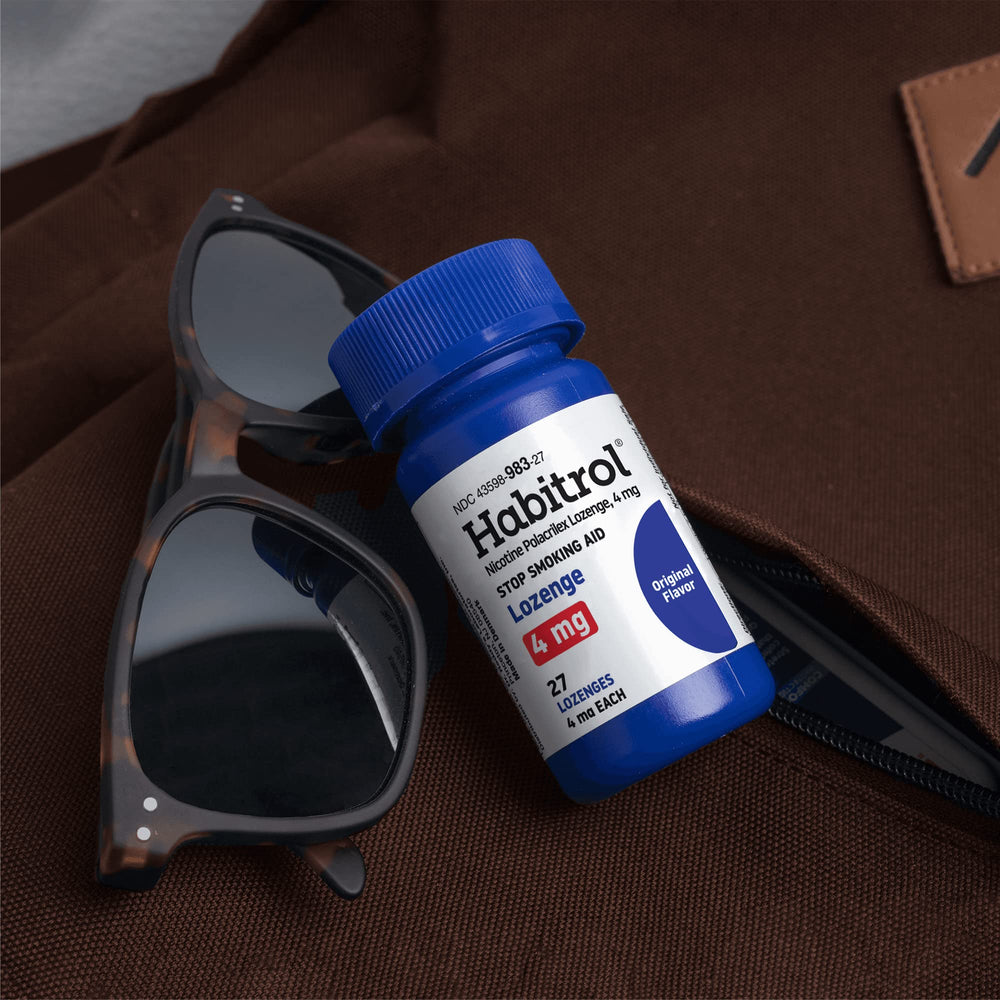 Habitrol original flavor lozenges box close-up for discreet use.
