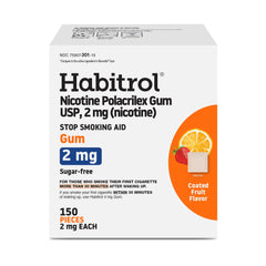 Habitrol packaging with fruit-flavor nicotine gum 150-count supports cravings management