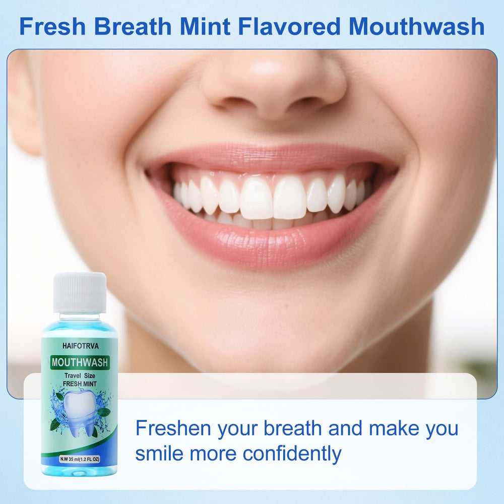 HAIFOTRVA blue 35ml travel mouthwash bottle for easy packing