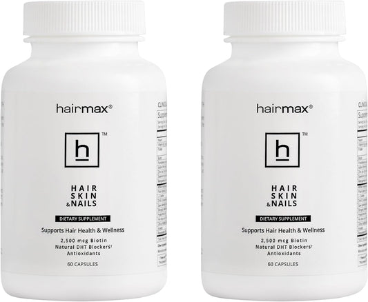 Hairmax biotin 2500mcg bottle promotes keratin support for healthier hair