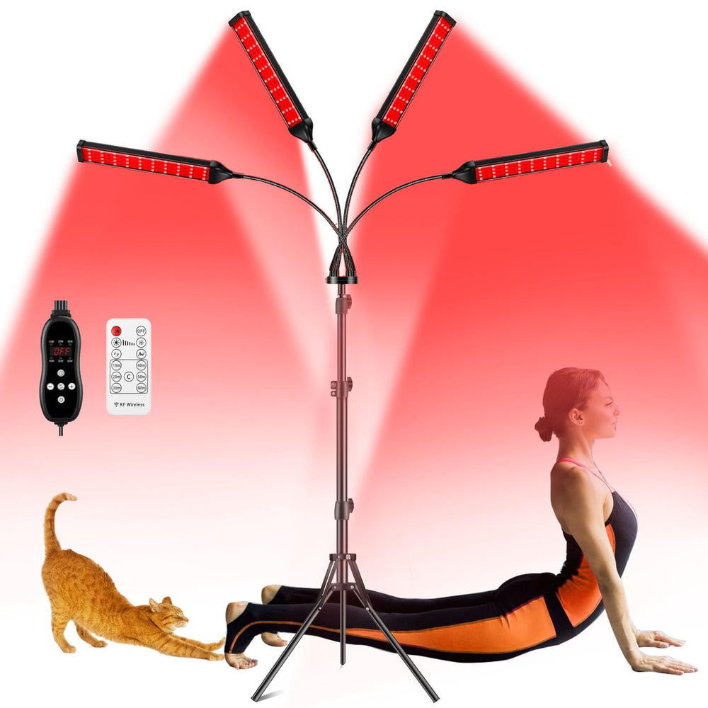 Halbeira red light therapy stand holds the lamp steady for focused treatments.