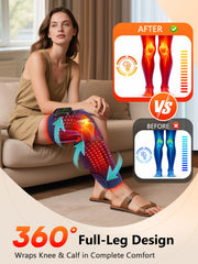 HALIDODO dual wavelength light on knee wrap for deeper warmth and recovery.