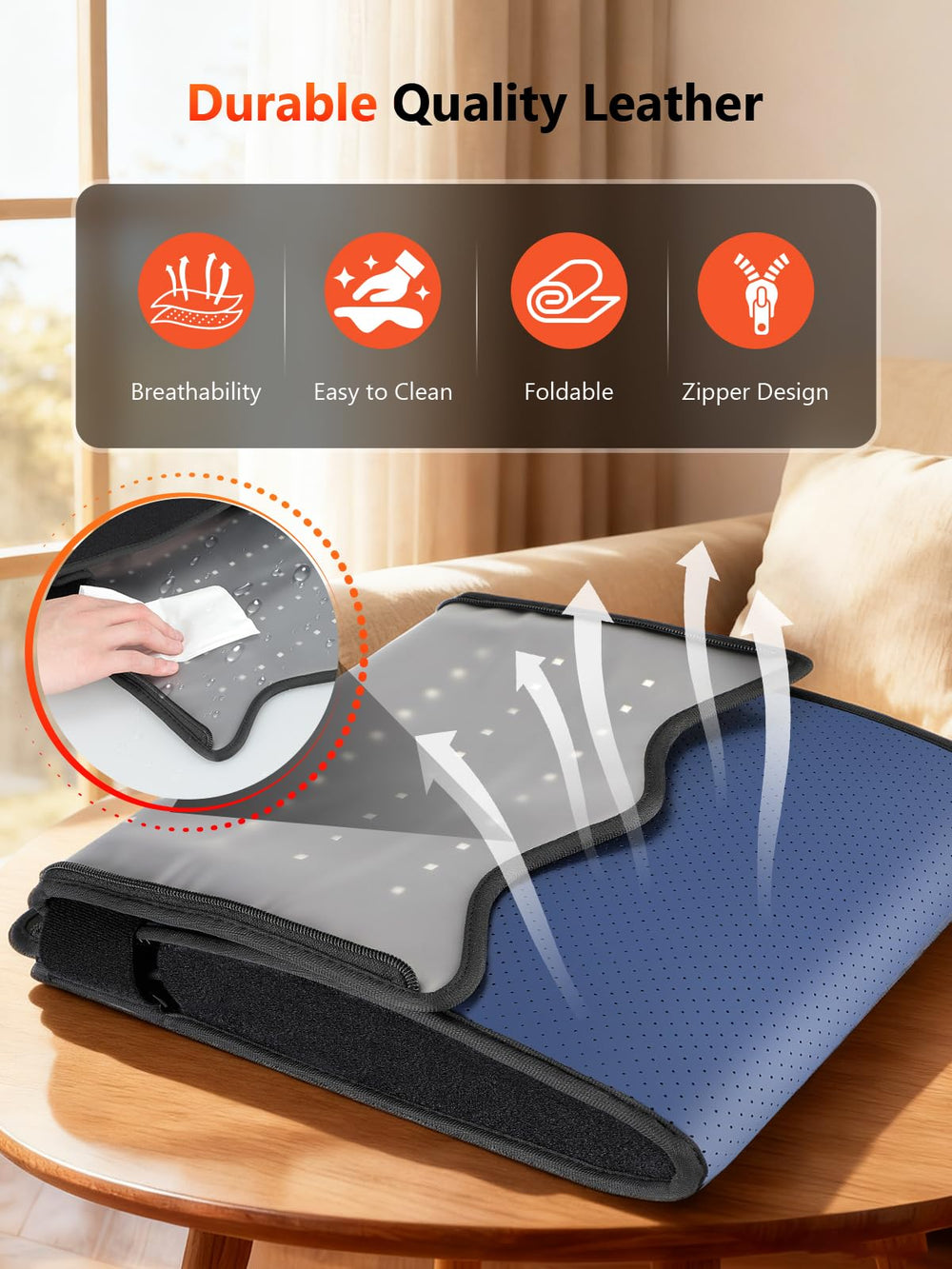 Premium leather exterior with TPU lining for durable, easy-to-clean design
