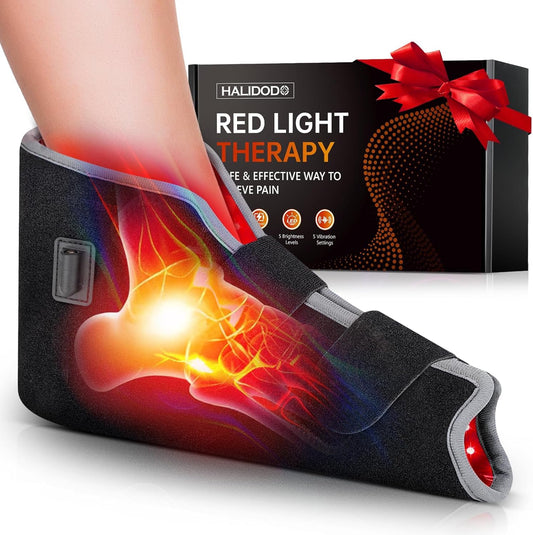 HALIDODO red light therapy foot wrap for feet, promoting relaxed muscles.