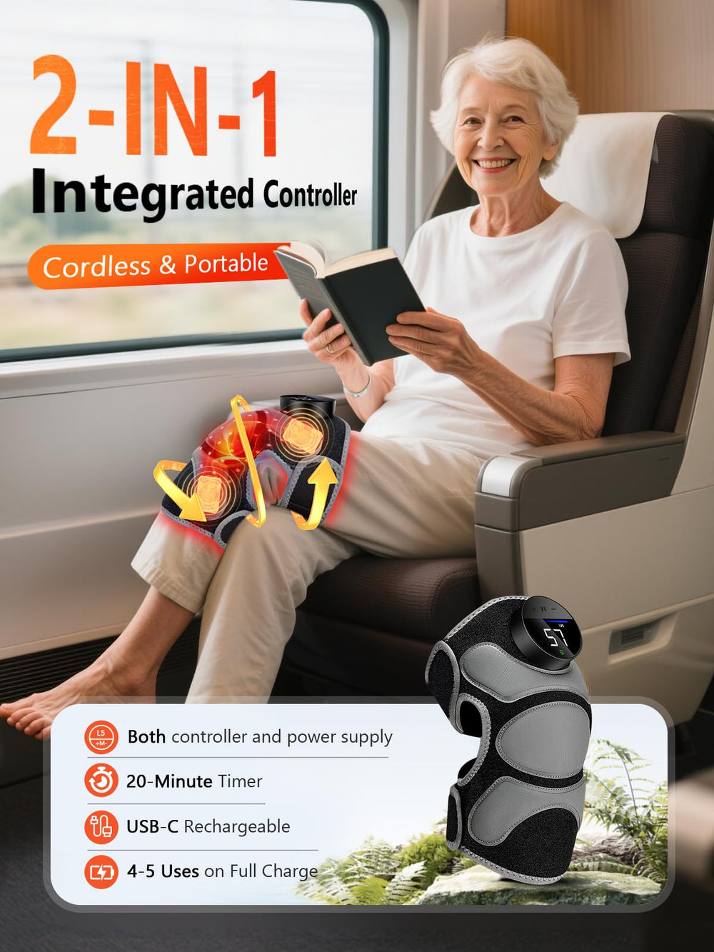 HALIDODO knee brace cordless controller with clear screen for easy adjustments