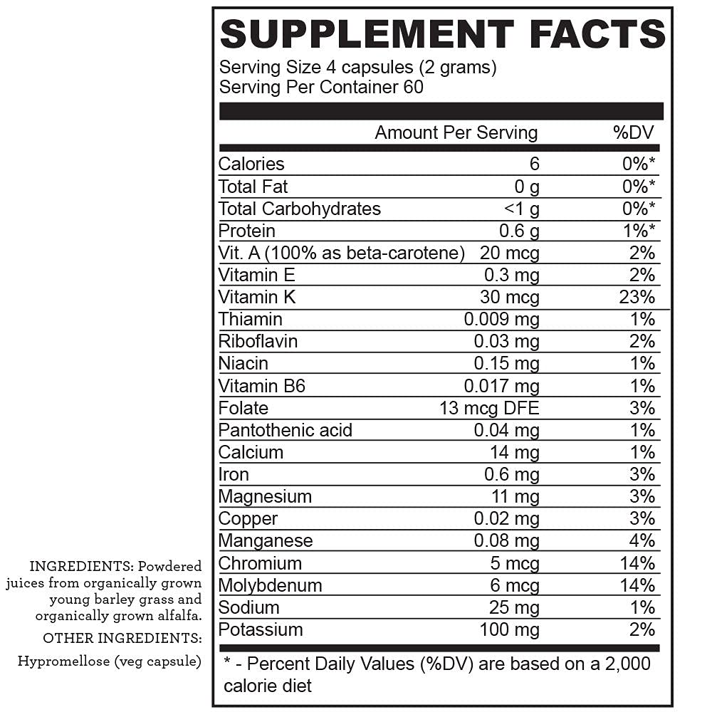 Closeup of Hallelujah Diet BarleyMax capsules emphasizing convenient daily supplementation for wellness.