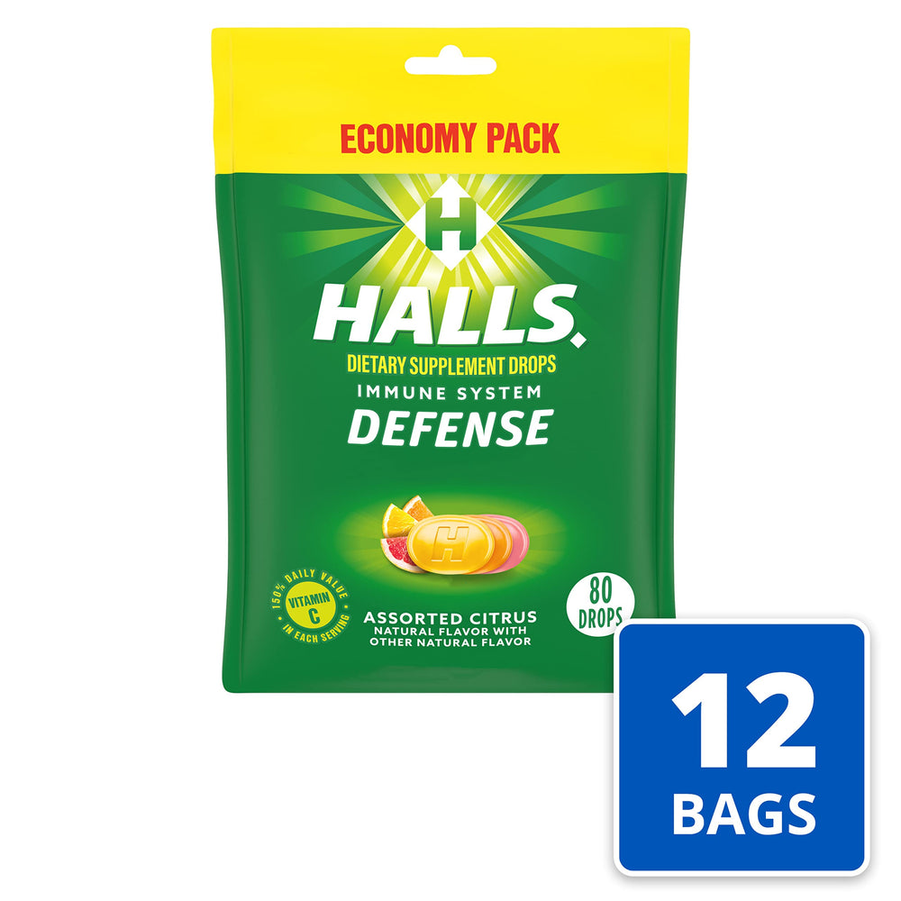 HALLS Defense resealed bag showing freshness and portability