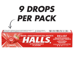 Single HALLS drop dissolving slowly for throat comfort