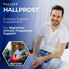 Capsules closeup highlighting HallPROST formula for daily support.